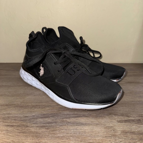 US Polo Assn Sneakers Walking‎ Running Athleisure Shoes Black Womens Size 10 - Picture 1 of 7
